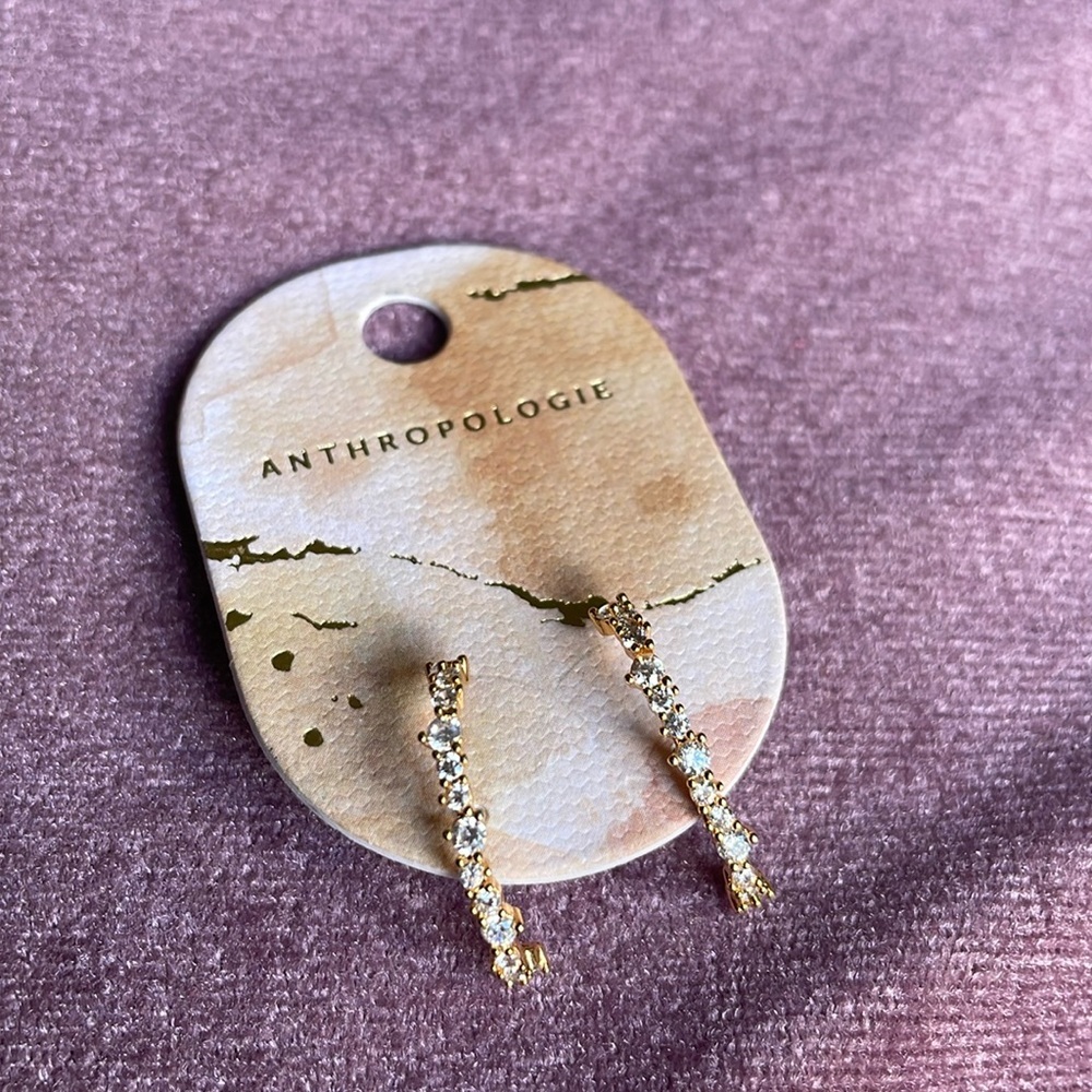 Anthropologie Linear Crystal Earrings - Picture 3 of 7